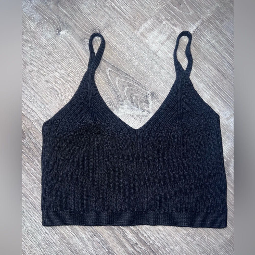 Free People Cropped Black Knit Tank Medium